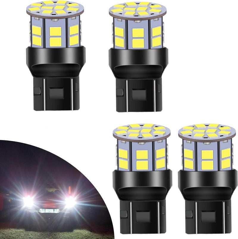 LEDYOTRY مصباح LED 7443 7440، ساطع للغاية 7444 7441 W21W T20 مصابيح بديلة لأضواء الرجوع للخلف، أضواء الفرامل، أضواء الذيل، أضواء التشغيل النهارية أو أضواء الانتظار، بيضاء (عبوة من 4)  - Image 1